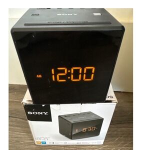 Sony ICF-C1 Digital Cube Clock Radio AM FM Black‎ Snooze Brightness Alarm NEW